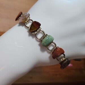 1960s Wyoming Souvenir Natural Polished Stones Bracelet